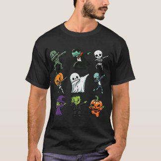  Halloween Ghost Pumpkin Skeleton Dab Costume Boys T-Shirt
