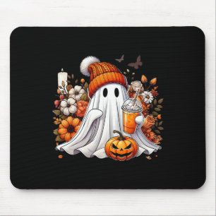 Halloween Ghost Pumpkin Spice Latte Flower Fall Co Mouse Pad