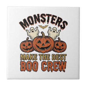 Halloween Ghost Pumpkin Vintage Engraving Funny Te Ceramic Tile