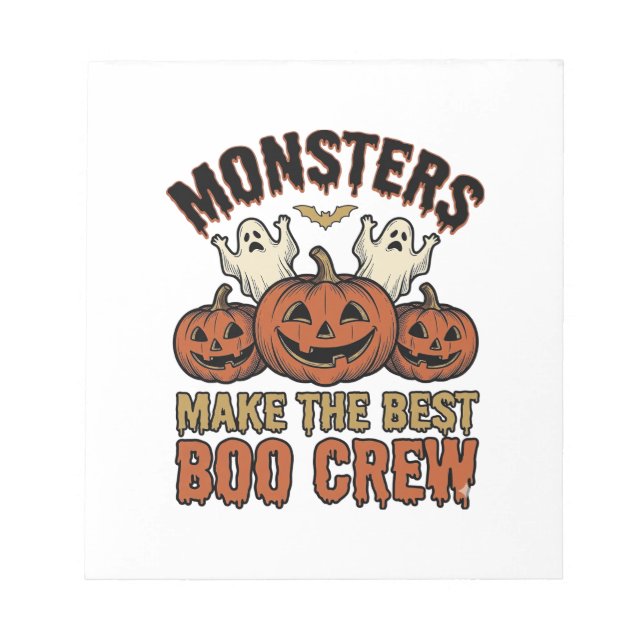 Halloween Ghost Pumpkin Vintage Engraving Funny Te Notepad (Front)