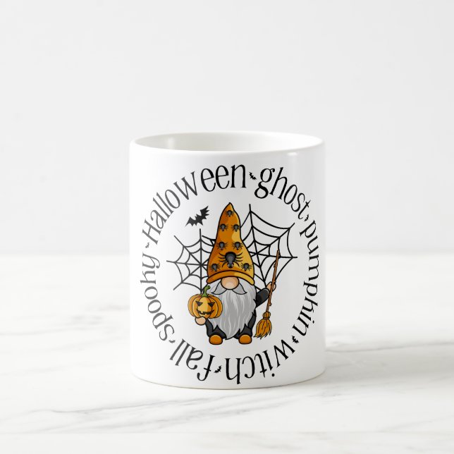 Halloween Ghost Pumpkin Witch Fall Spooky Gnome Coffee Mug (Center)