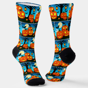 Halloween Ghost, Pumpkins, Bats Socks