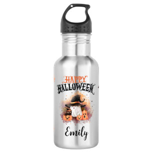 Halloween Ghost & Pumpkins Water Bottle