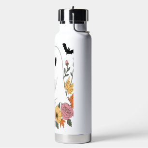 Halloween Ghost Reading Book Cat Water Bottle