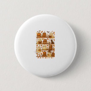 Halloween Ghost Reading Books Lover 6 Cm Round Badge