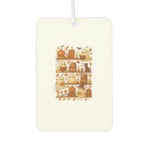 Halloween Ghost Reading Books Lover Car Air Freshener