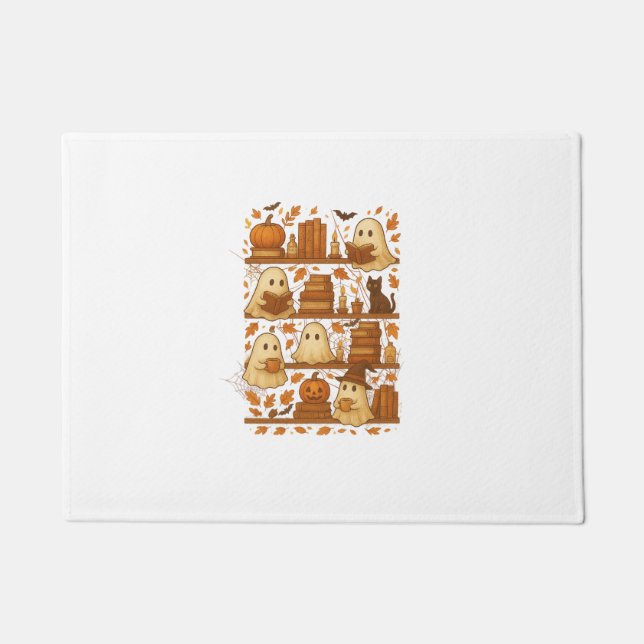 Halloween Ghost Reading Books Lover Doormat (Front)