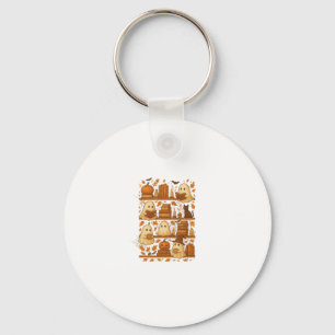 Halloween Ghost Reading Books Lover Key Ring