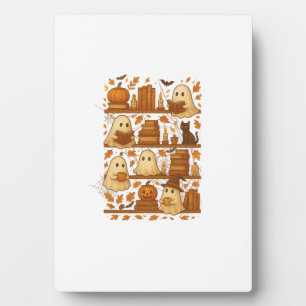 Halloween Ghost Reading Books Lover Plaque