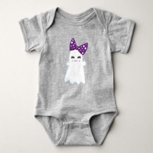 Halloween, Ghost, Ribbon, Bow, Trick Or Treat, Boo Baby Bodysuit