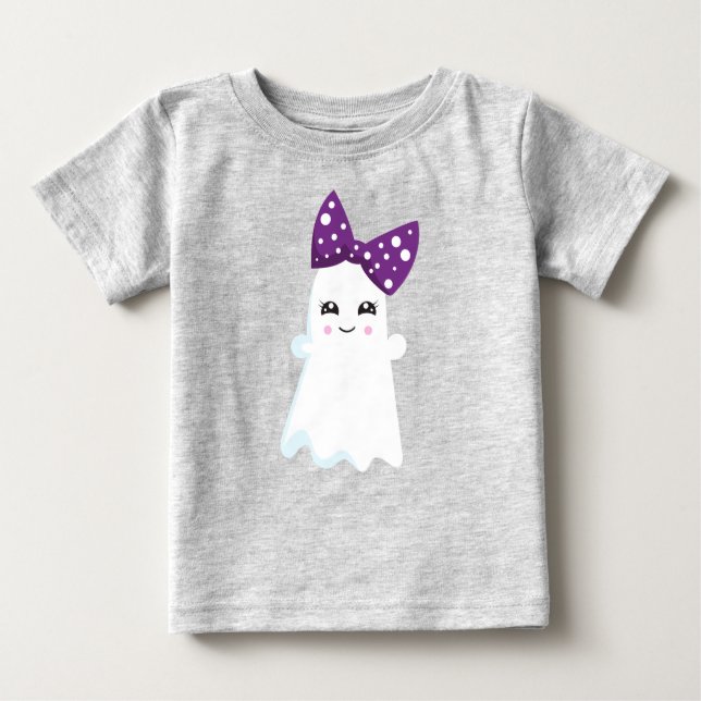 Halloween, Ghost, Ribbon, Bow, Trick Or Treat, Boo Baby T-Shirt (Front)