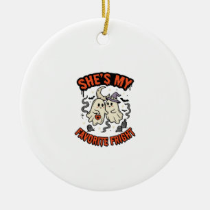 Halloween Ghost Romance Humour Ceramic Ornament
