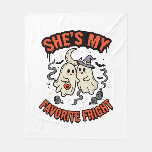 Halloween Ghost Romance Humour Fleece Blanket (Front)