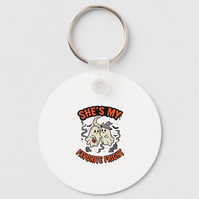 Halloween Ghost Romance Humour Key Ring (Front)