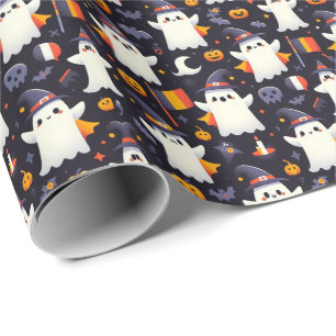Halloween Ghost Romanian Flag colours Wrapping Paper