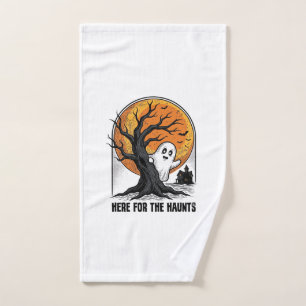 Halloween Ghost Shirt Vintage Haunted Moon Design_ Hand Towel