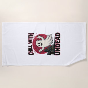 Halloween Ghost Shirt Vintage Haunted Zombie Desig Beach Towel