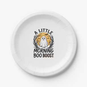 Halloween Ghost Shirt with Vintage Moon Art_1 Paper Plate