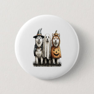 Halloween Ghost Siberian Husky Dog 6 Cm Round Badge