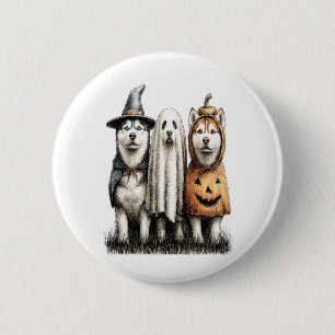 Halloween Ghost Siberian Husky Dog 6 Cm Round Badge