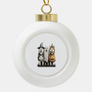 Halloween Ghost Siberian Husky Dog Ceramic Ball Christmas Ornament