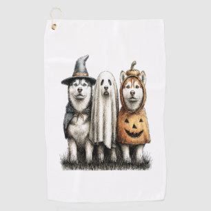 Halloween Ghost Siberian Husky Dog Golf Towel