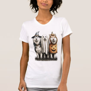 Halloween Ghost Siberian Husky Dog T-Shirt