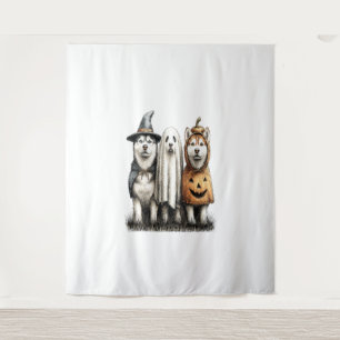 Halloween Ghost Siberian Husky Dog Tapestry