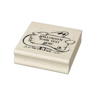 Halloween Ghost Sign with Text Invitation or Card Rubber Stamp