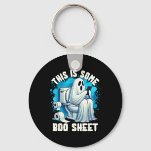 Halloween Ghost Sitting On A Toilet This Is Some B Key Ring