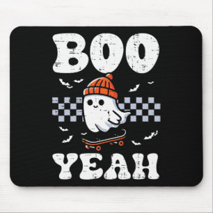Halloween Ghost Skateboard Boo Yeah Costume Boys K Mouse Pad