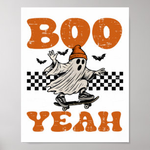 Halloween Ghost Skateboard Boo Yeah Costume Boys K Poster