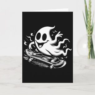 Halloween Ghost Skateboard Skateboarding Halloween Card