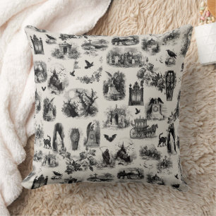 Halloween Ghost Skeleton Ghoul Toile Cushion