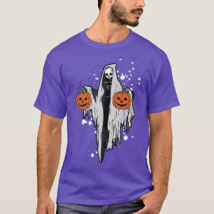 Halloween Ghost Skeleton Scary Pumpkin Face Spooky T-Shirt