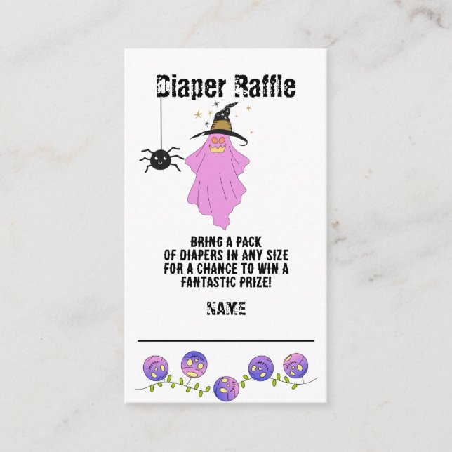Halloween Ghost Skull Garland diaper raffle Enclosure Card (Front)