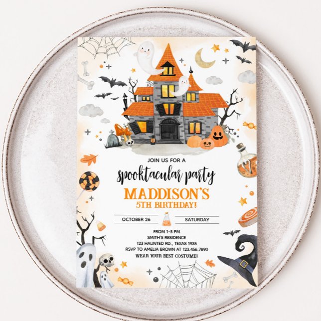 Halloween Ghost Spooktacular Birthday Party Invitation (Ghost Halloween Spooktacular Party Invitation)
