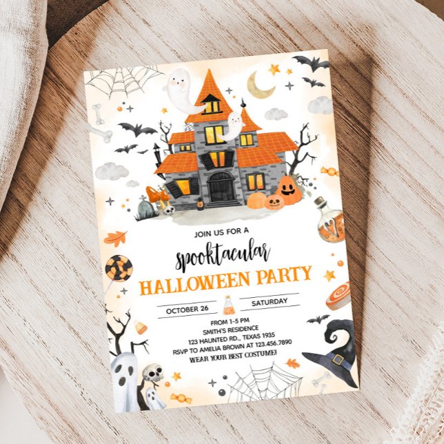 Halloween Ghost Spooktacular Party Invitation (Ghost Halloween Spooktacular Party Invitation)