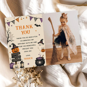 Halloween Ghost Spooky Birthday Party Photo Thank You Card