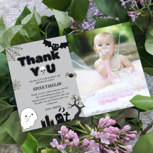 Halloween Ghost Spooky Birthday party  Thank You Card