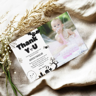 Halloween Ghost Spooky Birthday Party Thank you Card