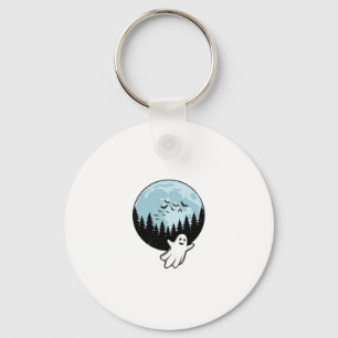 Halloween Ghost Spooky Forest Moon Vintage_1 Key Ring