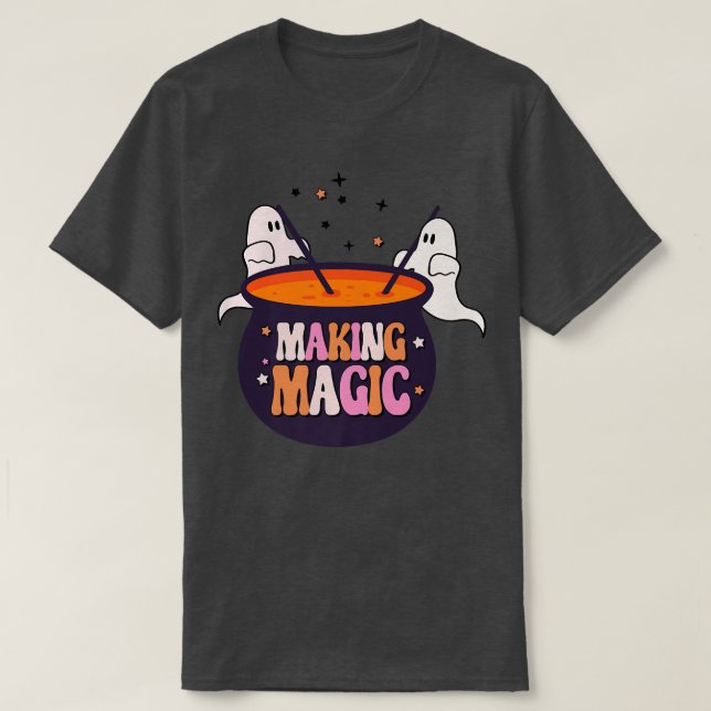 Halloween Ghost Spooky Making Magic Witch Hallowee T-Shirt (Design Front)