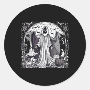 Halloween Ghost Spooky Scary Graveyard Print Classic Round Sticker