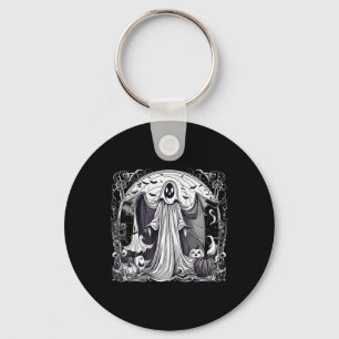 Halloween Ghost Spooky Scary Graveyard Print  Key Ring