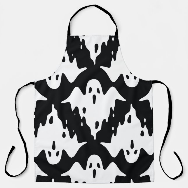 Halloween Ghost Spooky Seamless Pattern Apron (Front)