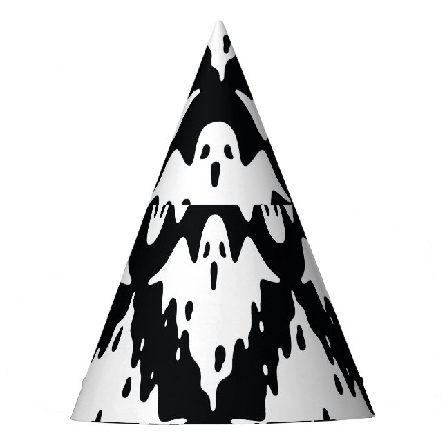 Halloween Ghost Spooky Seamless Pattern Party Hat (Front)
