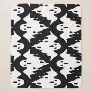 Halloween Ghost Spooky Seamless Pattern Sherpa Blanket