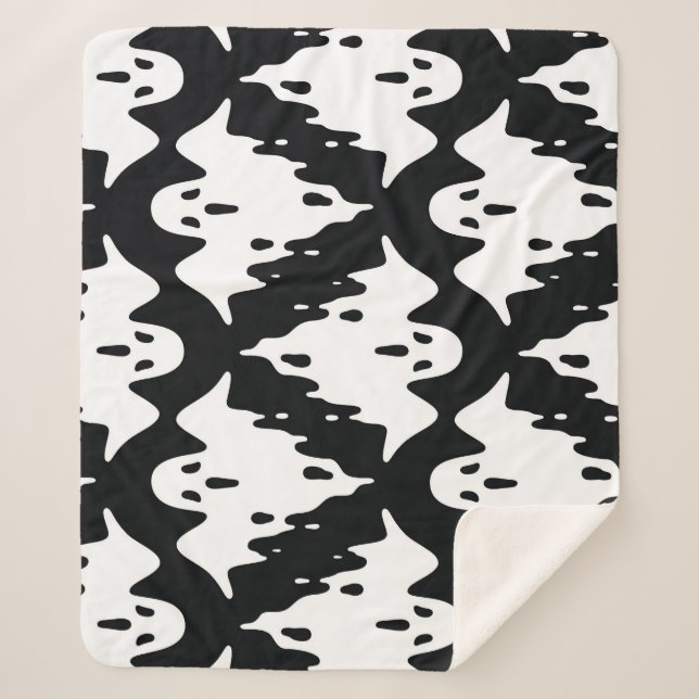 Halloween Ghost Spooky Seamless Pattern Sherpa Blanket (Front)