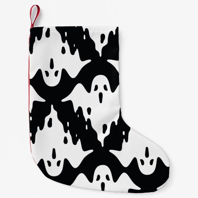 Halloween Ghost Spooky Seamless Pattern Small Christmas Stocking (Front)